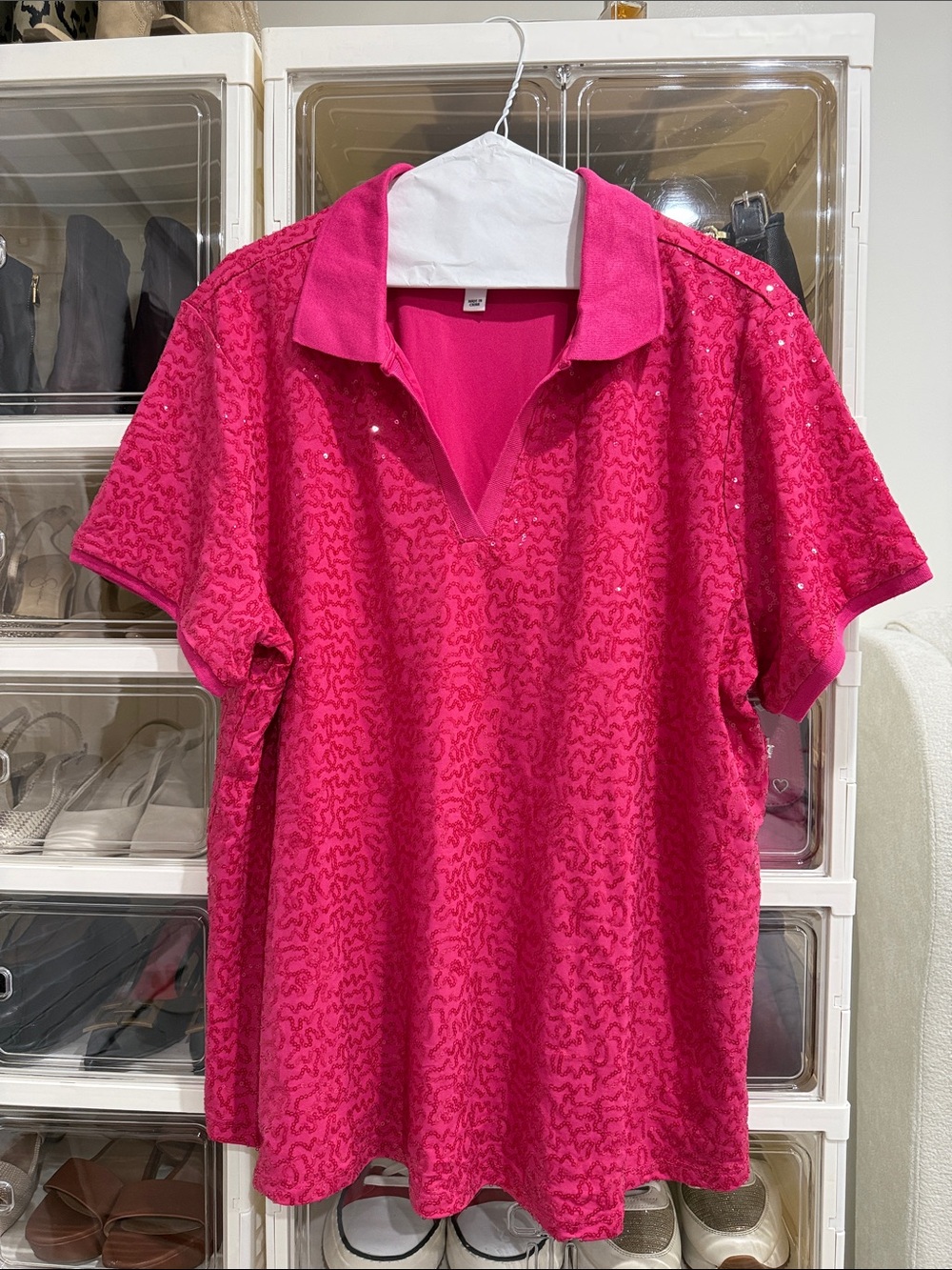 Isaac Mizrahi Hot Pink Sequin blouse